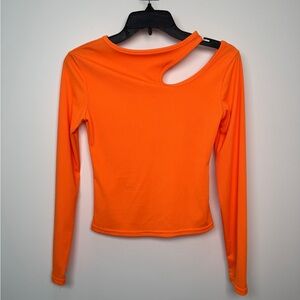 Orange Cut-Out Long Sleeve Top